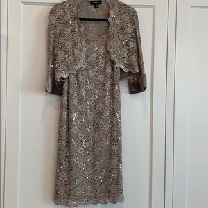 Fancy strap dress/ with lace shrug